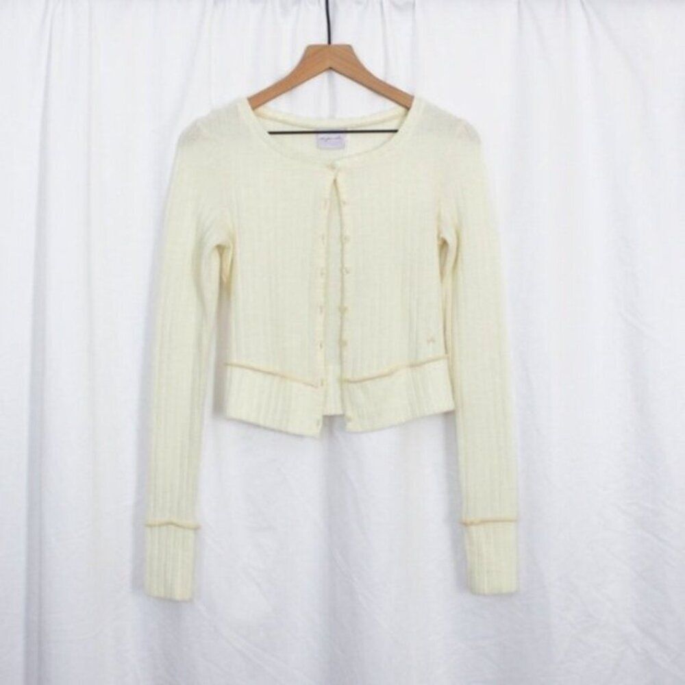 Urban Outfitters Out From Under Plush White Long Sleeve Crop Cardigan Small
